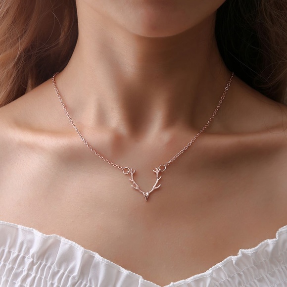 "I Love You Deerly" Minimalist Boho AntlerNecklace - Picture 2 of 5